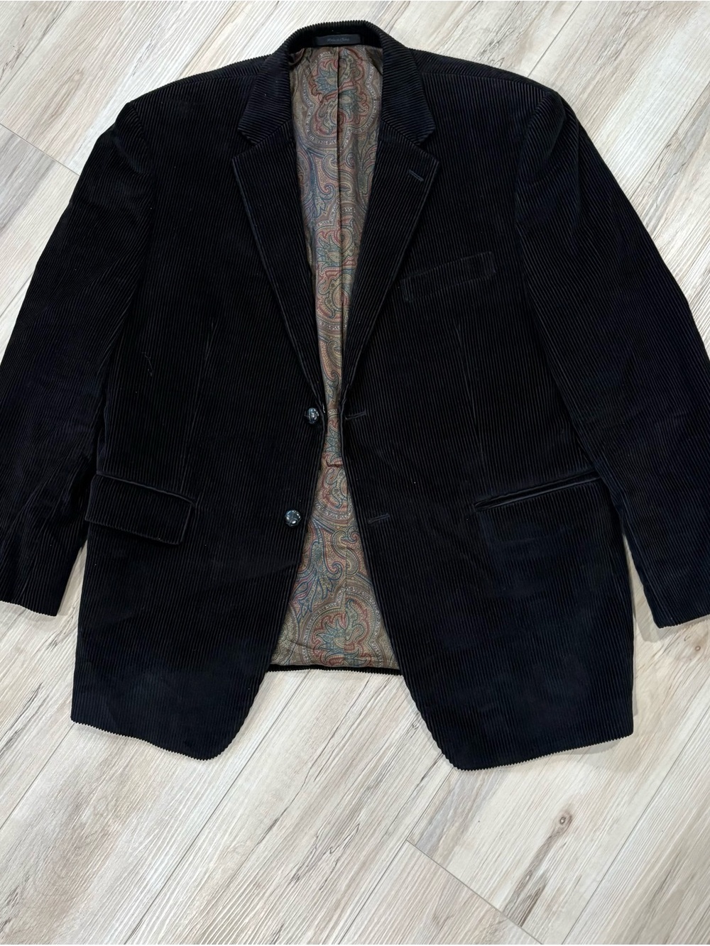 Ralph Lauren Green Label Black Corduroy Sport Coat with Paisley Lining